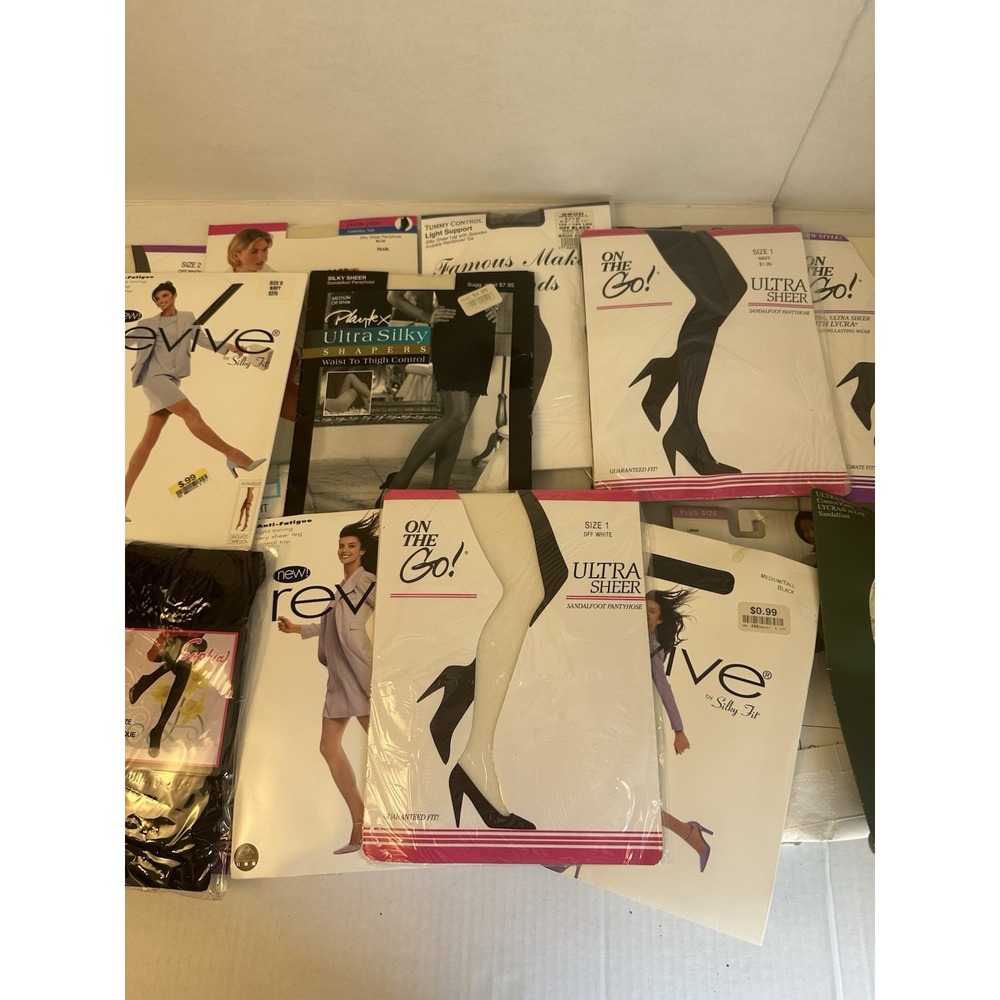 Lot of 19 Vintage Pantyhose Tights NOS Playtex Revive Ultra Sheer Retro Bulk